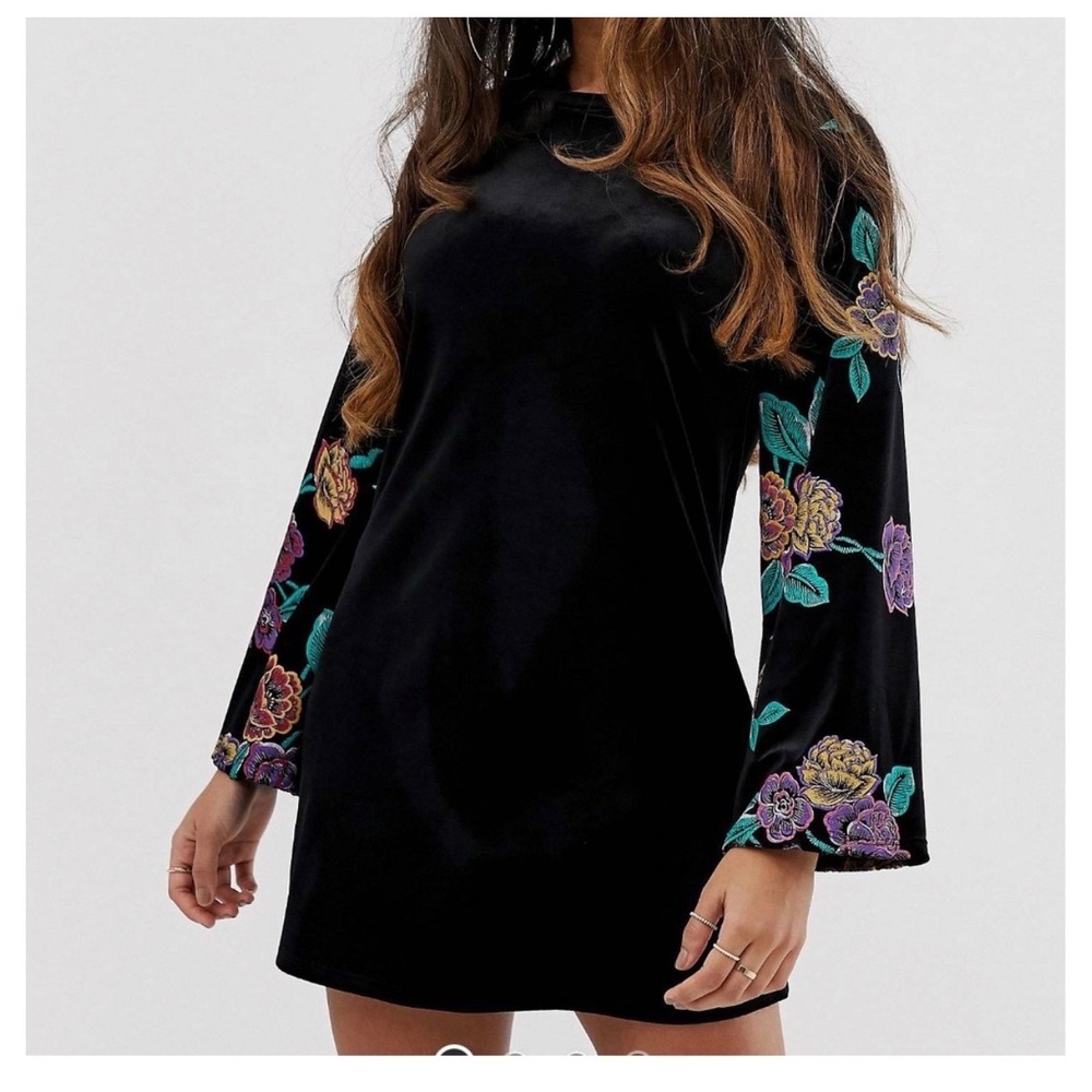 asos black floral embroidered dress | Dresses | Asos Womens Velvet Sleeve Mini 8 Boho Whimsigoth overbust corset Fletcher 6 Drawer Dresser Color:Navy Blue/Gray making it perfect for